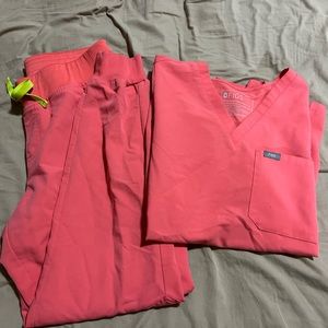 Womens Figs Scrub Set Hot Coral